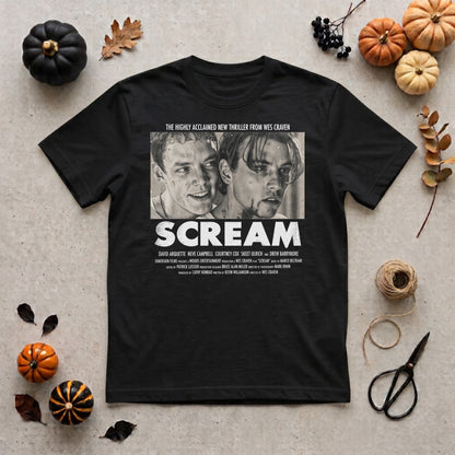 Scream Movie Poster Halloween Shirt | Wes Craven Horror, Ghostface & 90s Slasher Graphic Tee