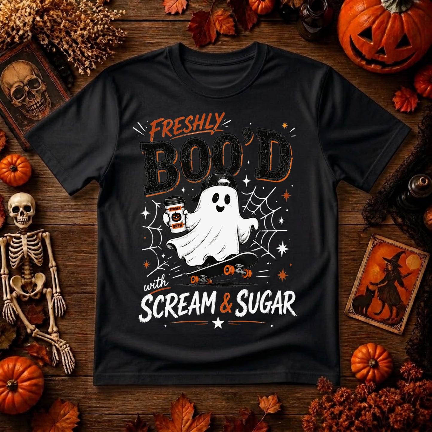 Freshly Boo'd Halloween PNG | Ghost Coffee, Scream & Sugar & Spooky Season Digital Design