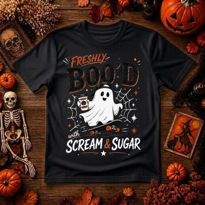 Freshly Boo'd Halloween PNG | Ghost Coffee, Scream & Sugar & Spooky Season Digital Design