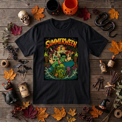 Summerween Halloween Shirt Retro Beach Horror