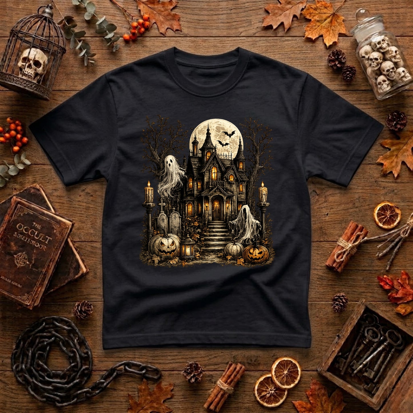Haunted Mansion Halloween Shirt | Spooky Haunted House, Ghosts & Retro Fall Graphic Tee