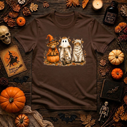 Halloween Highland Cow Shirt | Spooky Farm Animal, Witch Ghost Mummy & Fall Graphic Tee