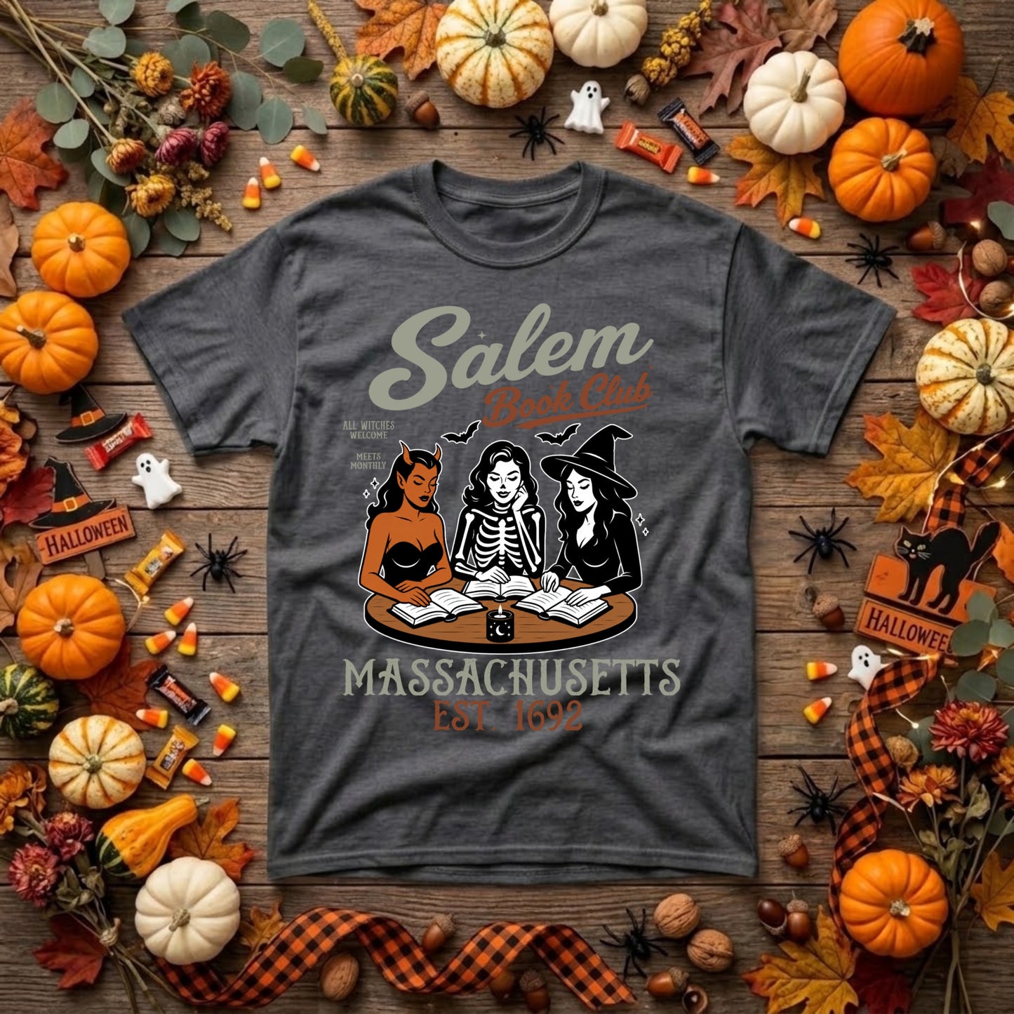 Salem Book Club Halloween Shirt | Witchy Book Lover, Reading Club & Spooky Season Graphic Tee