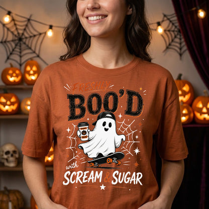 Freshly Boo'd Halloween PNG | Ghost Coffee, Scream & Sugar & Spooky Season Digital Design