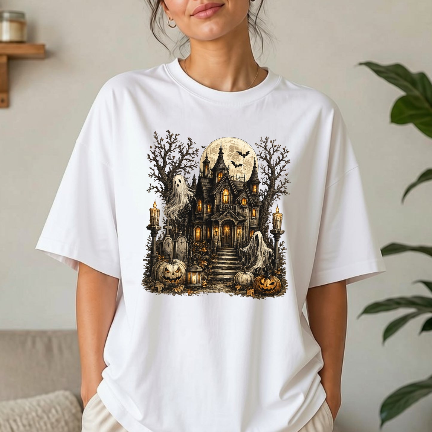 Haunted Mansion Halloween Shirt | Spooky Haunted House, Ghosts & Retro Fall Graphic Tee