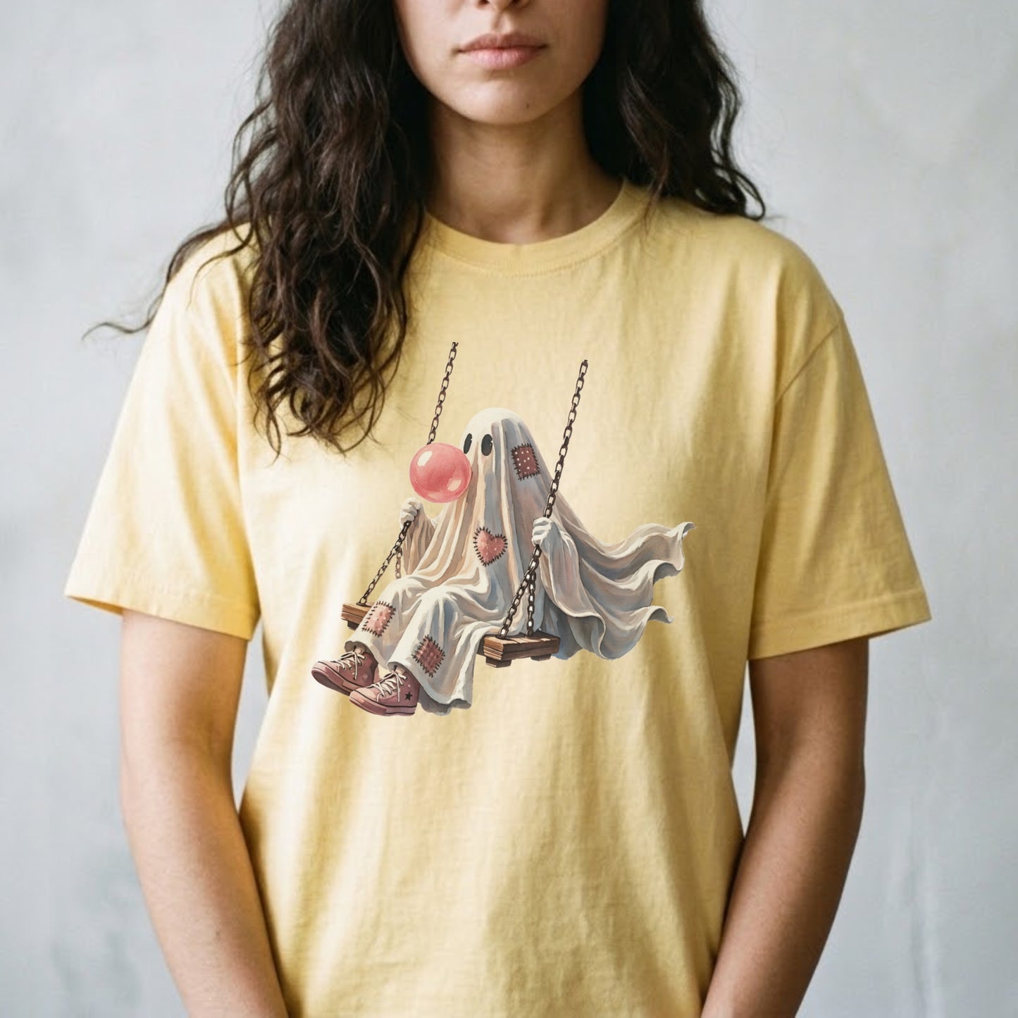 Ghost Halloween Shirt | Cute Spooky Ghost, Pink Bubblegum & Cozy Fall Graphic Tee