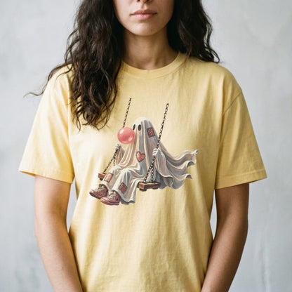 Ghost Halloween Shirt | Cute Spooky Ghost, Pink Bubblegum & Cozy Fall Graphic Tee