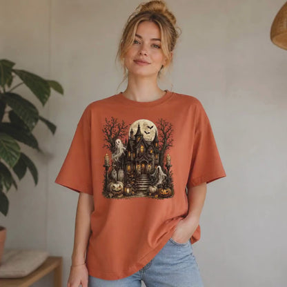 Haunted Mansion Halloween Shirt | Spooky Haunted House, Ghosts & Retro Fall Graphic Tee