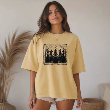 Girls Will Be Girls Witch Halloween Shirt | Vintage Witchy Coven, Spooky Season & Feminist Graphic Tee